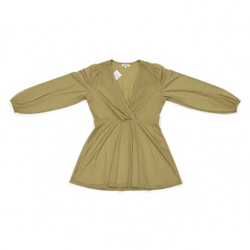 NWT Torrid Glitter Lurex Surplice Peplum Top Gold Size 4 (26) - Picture 5 of 12